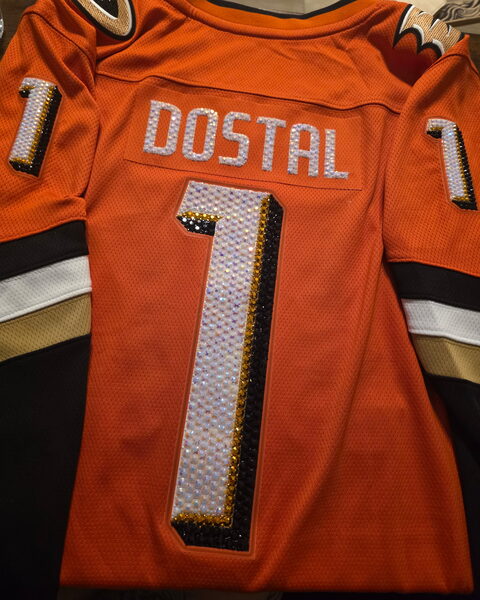 The back: the name DOSTAL and a big number 1 in rhinestones.